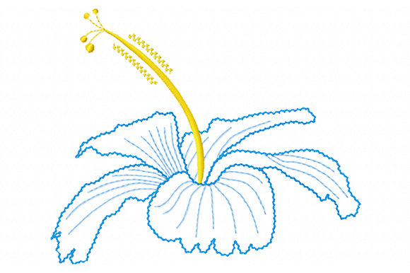 Charming Hibiscus: Joyful Blue & Yellow Embroidery That Sells Summer