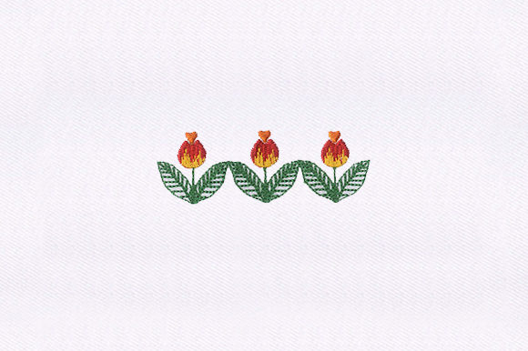 Leaves Flower Border for Seasonal Embroidery Projects