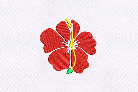 Red Fancy Flower Embroidery Design