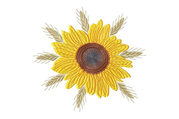 Sunflower and Wheat Spikelets Embroidery Design Review