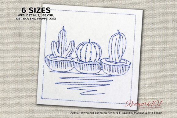 Three Types of Cactus Plant Redwork