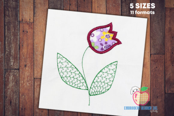 Tulip Flower with Leaves Applique: Boutique Embroidery Review